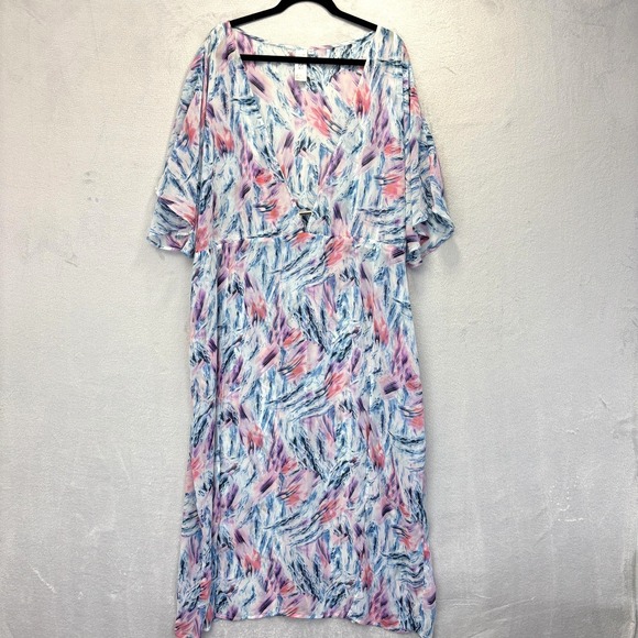 BEACH TO BEACH Other - BEACH TO BEACH Sheer Swim Cover Up Womens 24/26 Blue Abstract Maxi Long Light